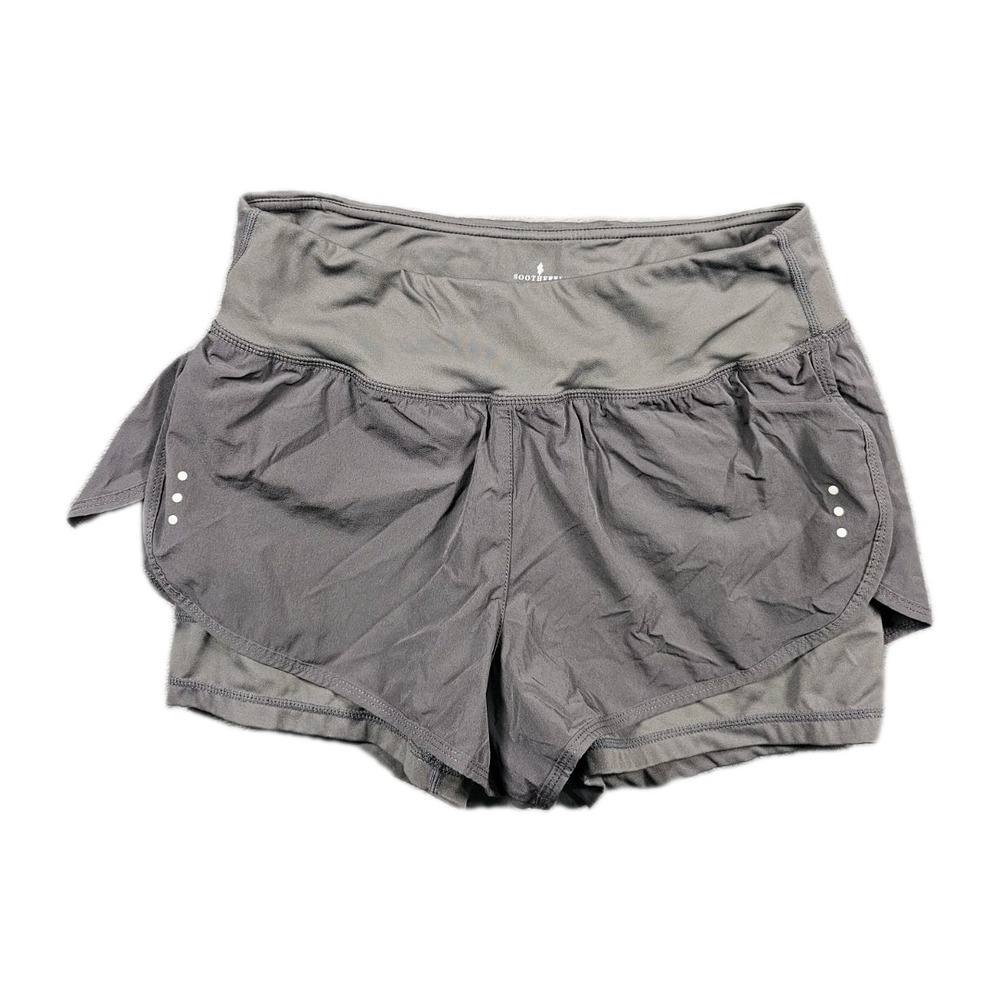 Soothefeel Womens M Gray 2-in-1 Running‎ Shorts Lined Athletic Zip Pocket